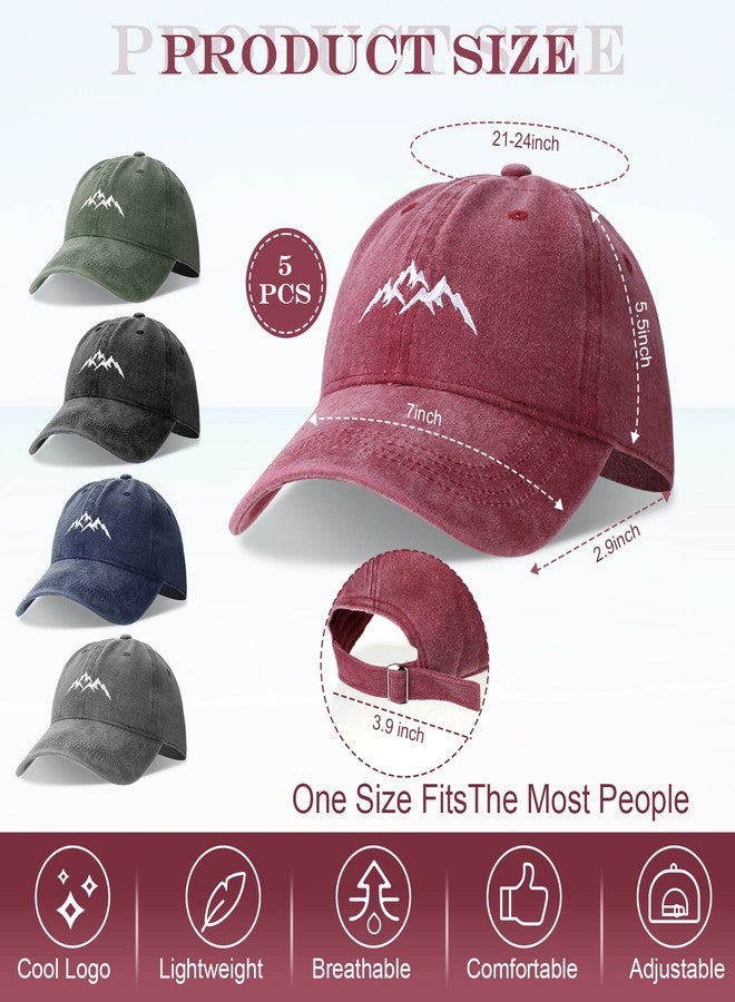 Leumoi 5 Pcs Unisex Vintage Washed Embroidered Baseball Cap Distressed Cotton Adjustable Summer Hat for Men Women Outdoor Sports - Image 2